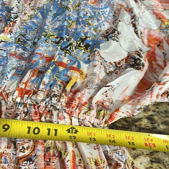 Karyn Seo Carmen Boho Embroidered Printed Silk Blend Dress Size L - Picture 9 of 11